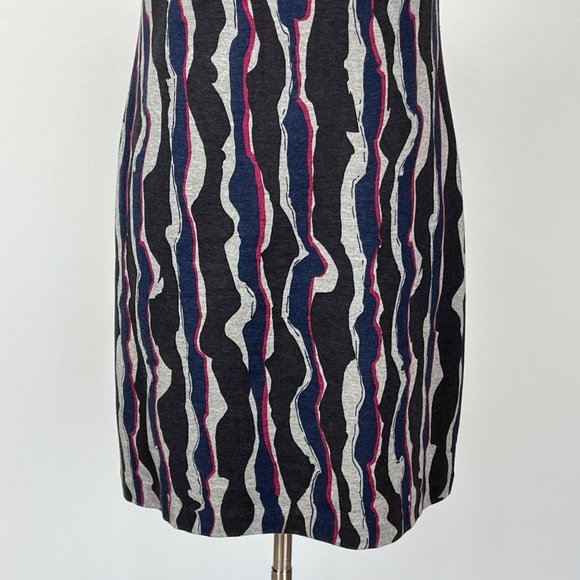 Trina Turk Womens Sheath Dress Gray Black Blue Abstract Stripe Cap Sleeve size 8 - Picture 4 of 12